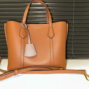 Tory Burch Brown Leather Tote with Sturdy Handles